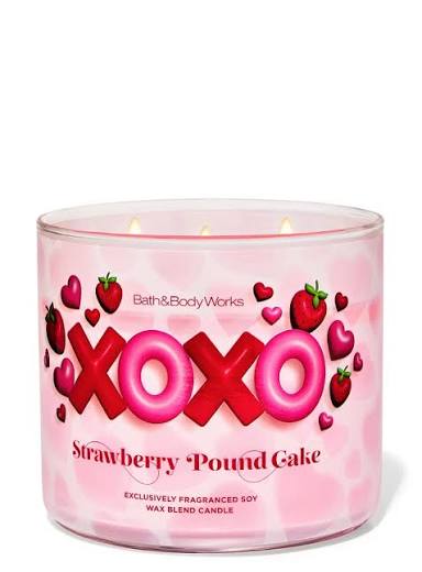 BBW Body Works Strawberry Pound Cake XOXO 3-wick candle